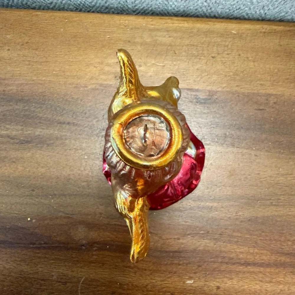 Vintage Angel Figurine‎ Ornament Bell Red Gold Star Trumpet Christmas Decor
